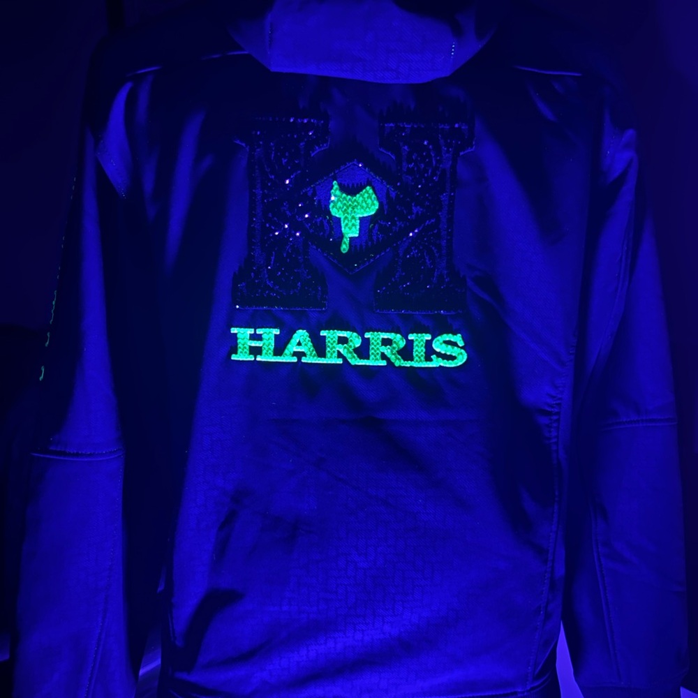 Harris Cinch Men's Black & Neon Green Precious Crystal Hoodie Jacket Hand Made
